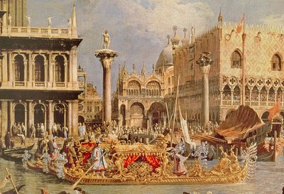 Rückkehr des Bucintoro am Himmelfahrtstag (Detail) von Giovanni Antonio Canal